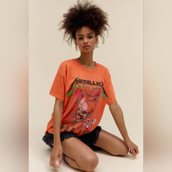 NWT DAYDREAMER METALLICA DAMAGE INC 1986 MERCH TEE, VARIOUS SIZES, CORAL SUNSET - Picture 2 of 6